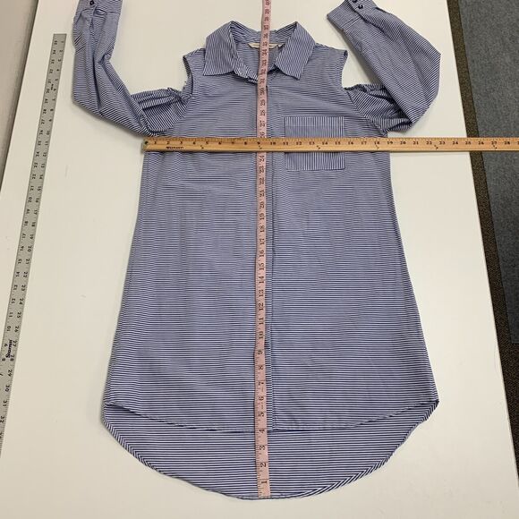 Soft Surroundings Bristol Tunic Top Women S Cold Shoulder Button Up Stripe Shirt - Picture 7 of 13
